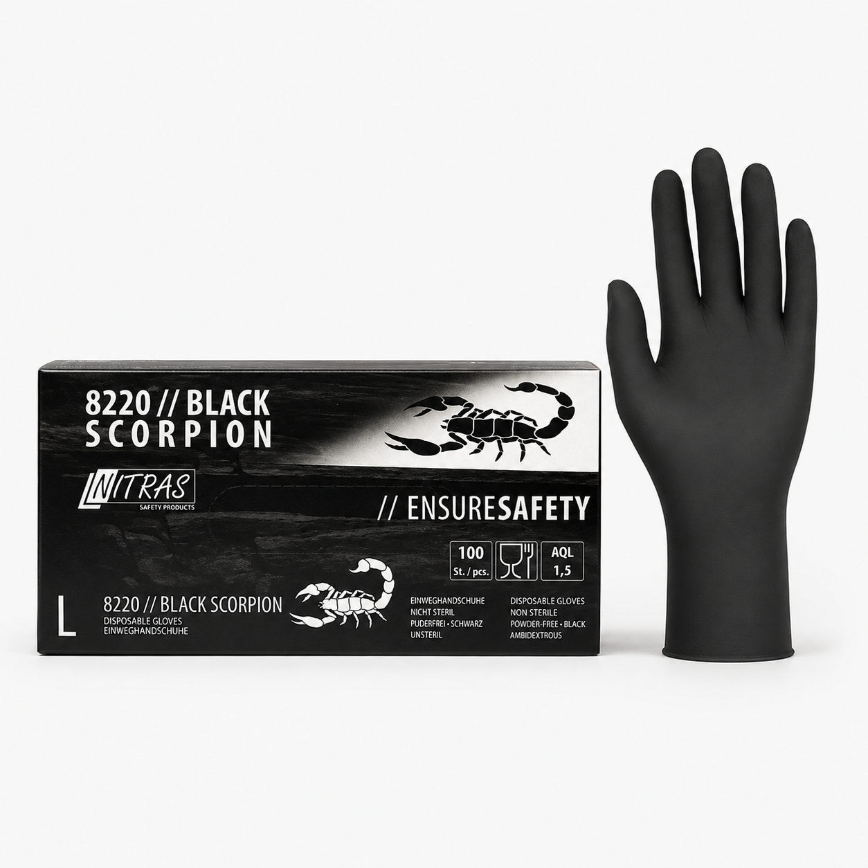Latex Einweghandschuhe 8220 BLK SCORPION PF