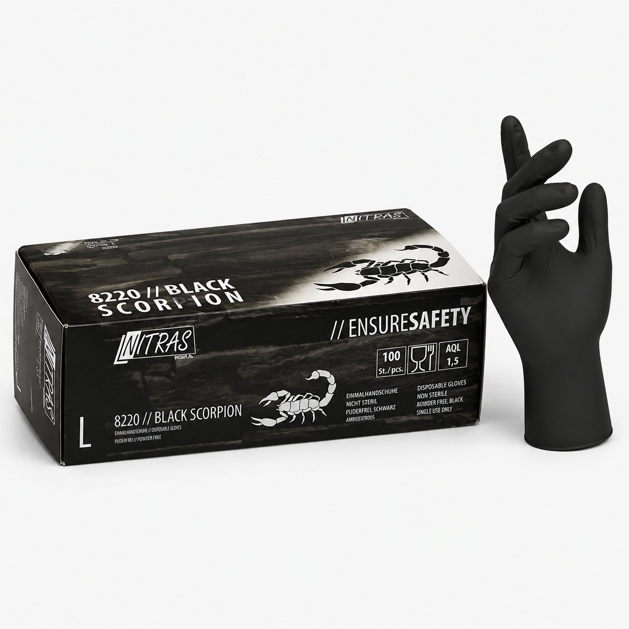 Latex Einweghandschuhe 8220 BLK SCORPION PF | 100 Stück